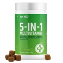 Pet MD 5in1 Dog Multivitamin - 30 Vitaminas Esenciales, Minerales " Nutrientes para la piel " Coat, Hip " Joint, Digestion, Senior Dog " Puppy Vitaminas - Glucosamine, Omega 3 6 9, " Probiotics - 60ct
