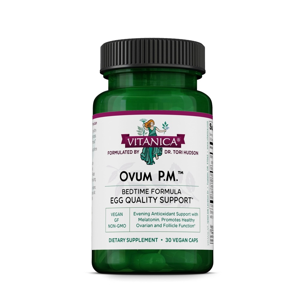 Vitanica Ovum P.M. - Calidad del huevo Apoyo con vitamina D3, ácido lipoico alfa " Melatonina - Funciona mejor con Ovum A.M. - Suplemento dietético herbal para la salud de las mujeres - Lady - 30 caps veganos