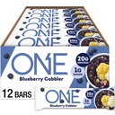 ONE Protein Bares, Blueberry Cobbler, Gluten Gratis con 20g Protein y 1g Azúcar, Pantry Staples, 2.12 oz (12 Conde)
