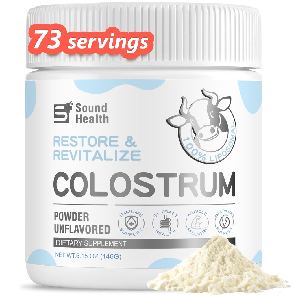 Colostrum Suplemento Polvo para Humanos - Suplemento de Colostrum de Bovino Orgánico para Salud Gut, Crecimiento del Cabello, Belleza y Apoyo Inmunitario - Desarrollado (73 Servimientos)
