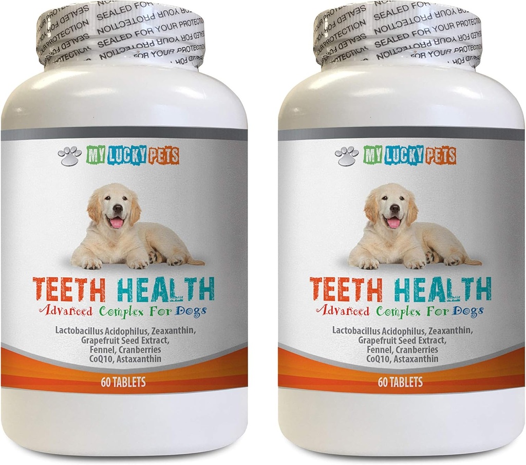 Tablas de la respiración del perro - Advanced Teeth Health for Dogs - Fights Bad Breath - Best Looking Gums and Teeth - Vitamina c for Dogs Pills - 120 Tablets (2 Bottles)