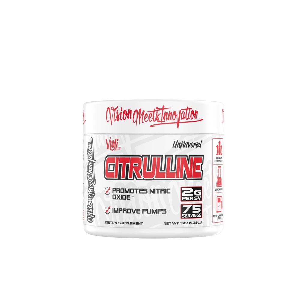 VMI Sports Citrulline Unflavored Powder Pure L-Citrulline  Promote Nitric Oxide Muscle Pumps ← 2 g per Serving – 75 Servings
