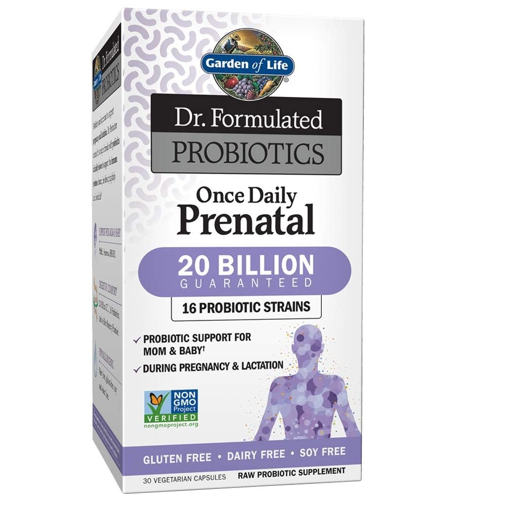 Jardín de la vida Dr. Probióticos Fórmidos Una vez Prenatal Diario - Acidophilus & Bifidobacteria Apoyo Probiótico para Mamá &amp; Bebé - Gluten, Leche &amp; Soy Gratis - 30 Contar cápsulas vegetarianas