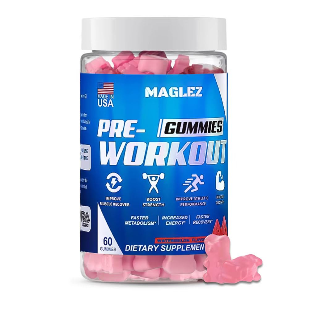 Pre Workout Gummies for Men &amp; Women, PreWorkout Gummy with Beta Alanine TEN Organic Caffeine TEN Chromium Picolinate ANTE Gluten free, Vegan, increased energy, faster metabolism & recovery (60 gummy)
