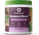 Increíble Grass Greens Blend Antioxidant: Super Greens Powder Smoothie Mix with Organic Spirulina, Beet Root Powder, Elderberry, Bilberry, Prebioitics &amp; Probiotics, Sweet Berry, 30 Servings (Packaging May Vary)
