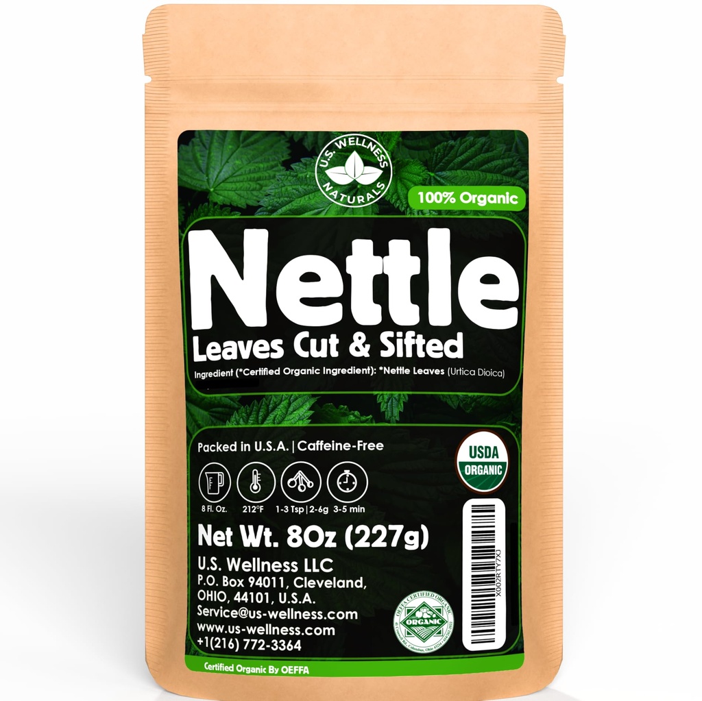 Nettle Tea - 8Oz (REAL WILD HARVEST) TENIDO 100% USDA Certified ORGANIC ANTE Loose Leaf (Urtica Dioica aka Stinging Nettle) Cut " Sifted