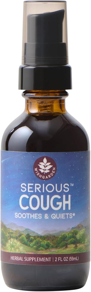 WishGarden Herbs - Tos seria, Orgánica Herbal Tos Suplemento Supresor, Soothes y Calmas Garganta Común e Irritación Bronchial (2 Bomba de onza)