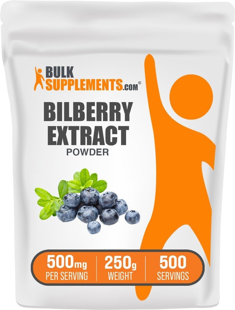 BulkSupplements.com Pólvora Extracto de Bilberry - Suplemento Extracto de Bilberry, Suplemento Herbal - Vegan & Glulten Gratis, 500 mg por Serving, 250g (8.8 oz) (Pack de 1)