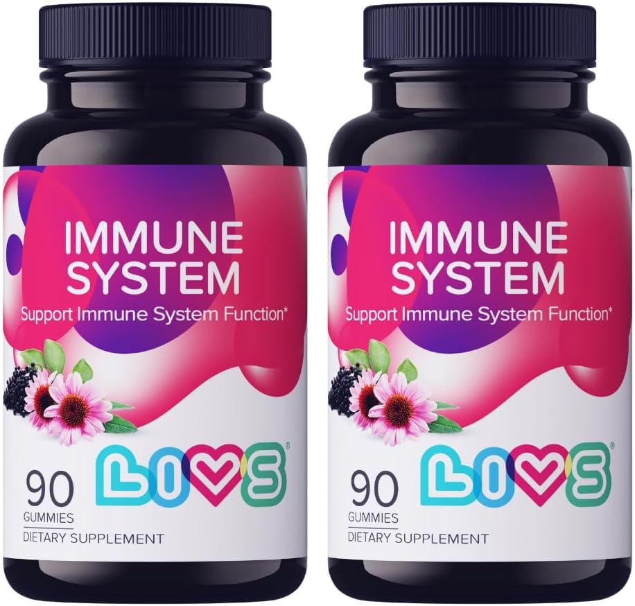 LIVS Immune System Elderberry Gummies for Adults &amp; Kids TEN Advanced Immune Support Supplement with Vitamin C, Echinacea, " Propolis ANTE Vegan " Gluten Free Gummy Vitamins Ø 200mg Elderberry/Dose -180 Ct