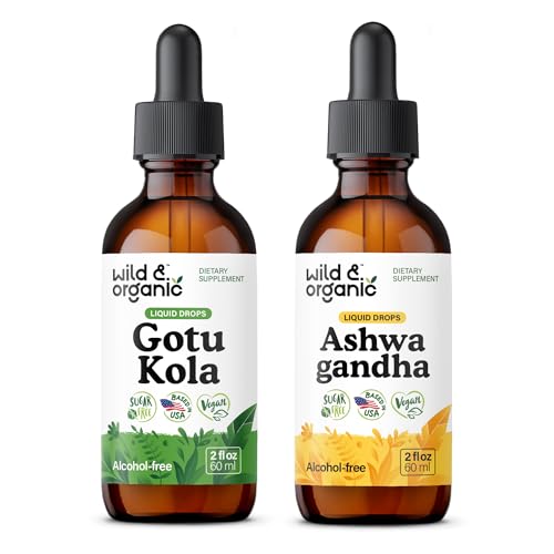 Wild " Organic Gotu Kola Tincture 2 fl oz " Ashwagandha Tincture 2 fl oz
