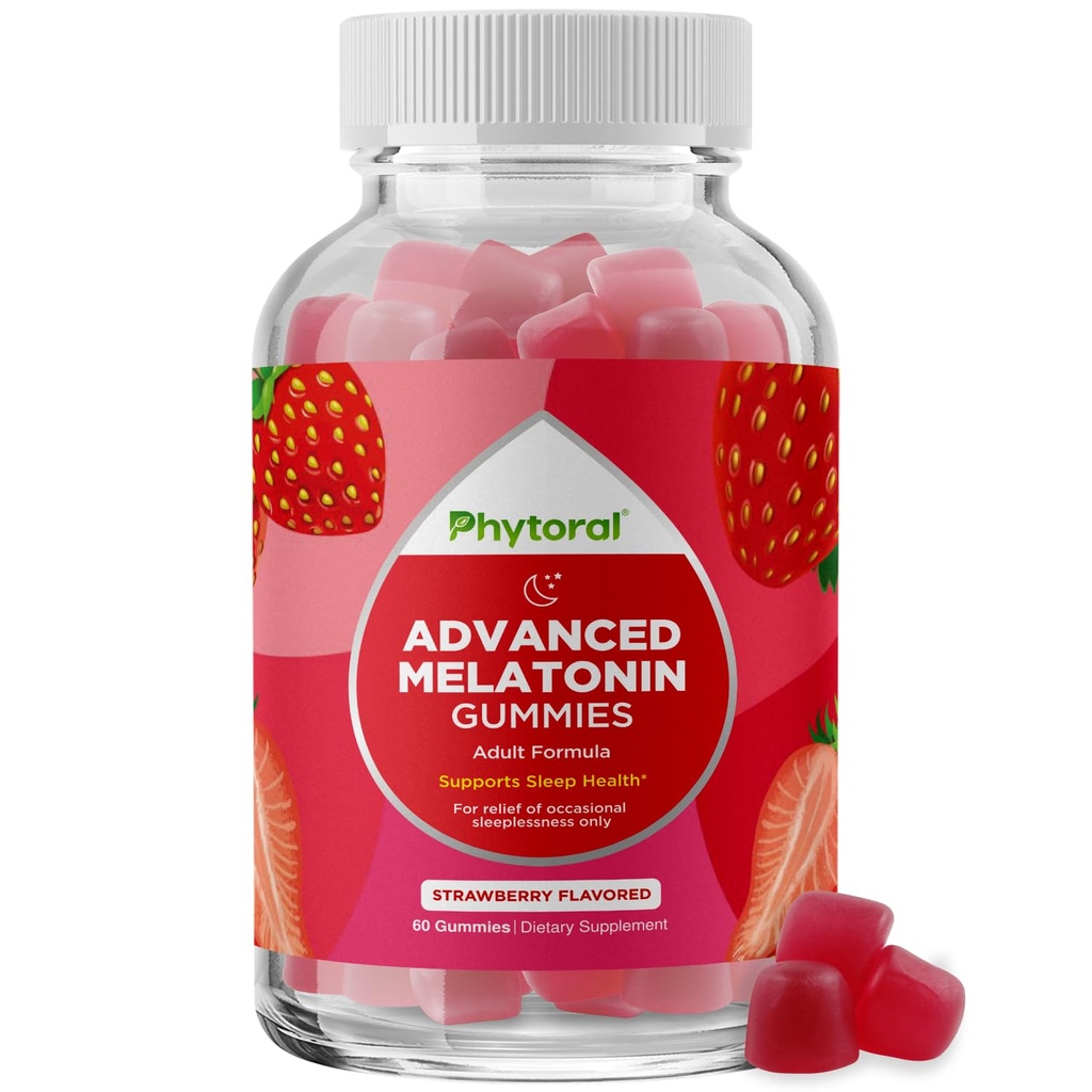 Melatonina Gummy Vitaminas Suplemento de sueño - Melatonina de adultos naturales Gummies 5mg Suplemento de sueño profundo - 5 mg Mood Apoyo Gummies relajantes e inmunidad nocturna