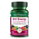 Purity Products B-12 Energy Berry Lemonade Melt w/Super Fruits Methylcobalamin B12 - Vitaminas B6, D3, Folic Acid and Biotin - High Absorption MecobalActive B 12-30 Melting Tablets