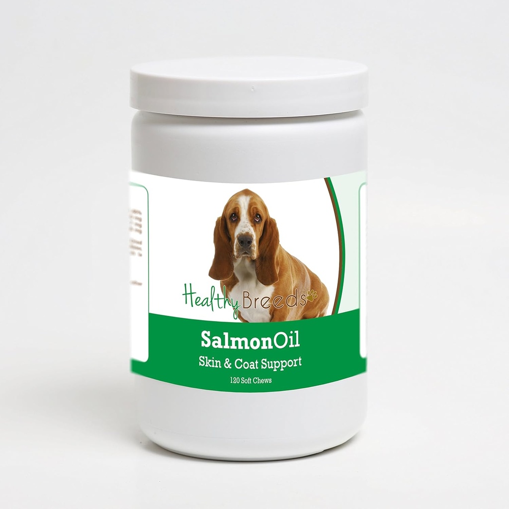 Hierbas saludables Basset Hound Salmon Oil Soft Chews 120 Conde