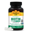 Country Life Biotina de alta potencia 10mg - Suplemento de biotina sin gluten para la piel " uñas, metabolismo energético - Biotina 10000mcg cápsulas