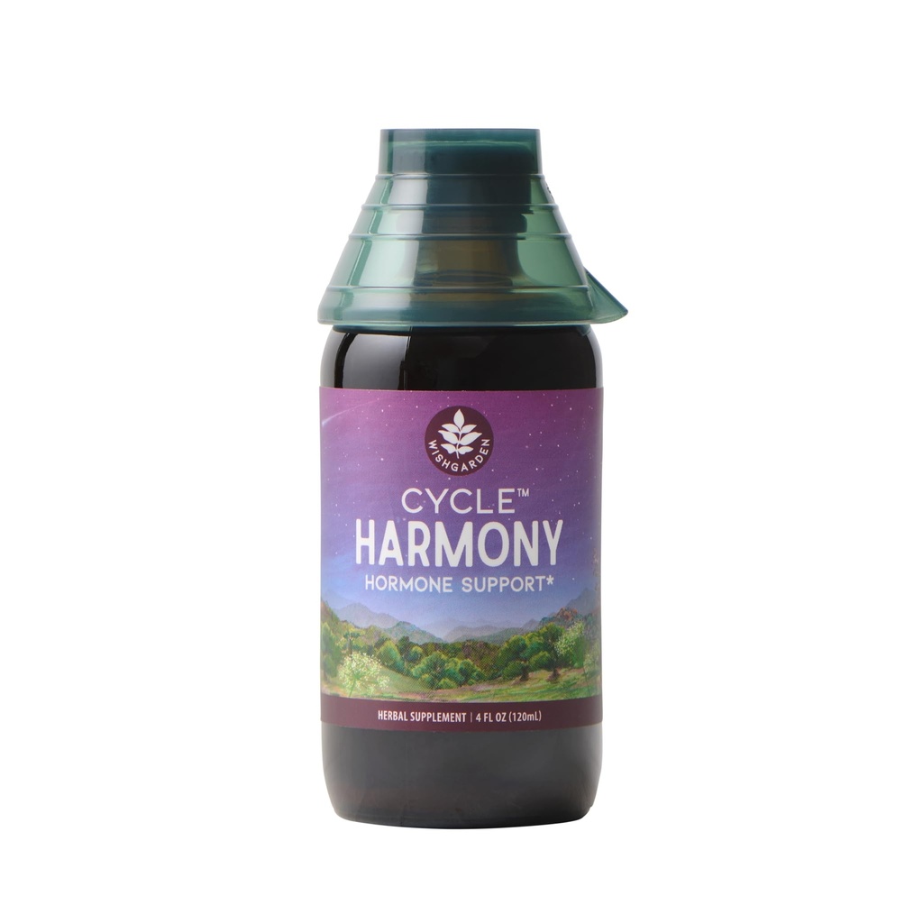 WishGarden Herbs Cycle Harmony Hormones Support - Plant-Based Herbal Supplement w/Vitex & Wild Yam Supports Normal Menstrual Cycle " Hormone-Based Issues, PMS, Ciclos irregulares, Problemas de ovulación, 4oz