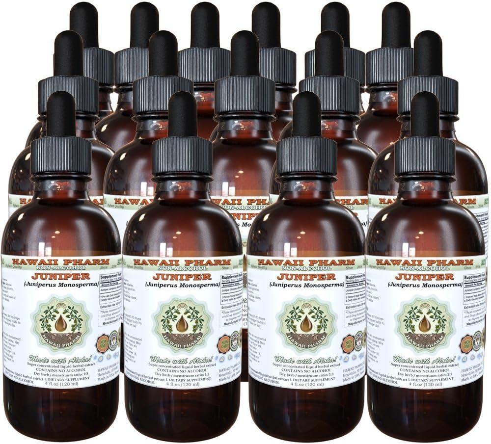 Juniper Sin alcohol Extracto líquido libre de alcohol, Juniper orgánico (Juniperus Monosperma) Dried Berry Glycerite Hawaii Pharm Natural Herbal Suplemento 15x4 oz