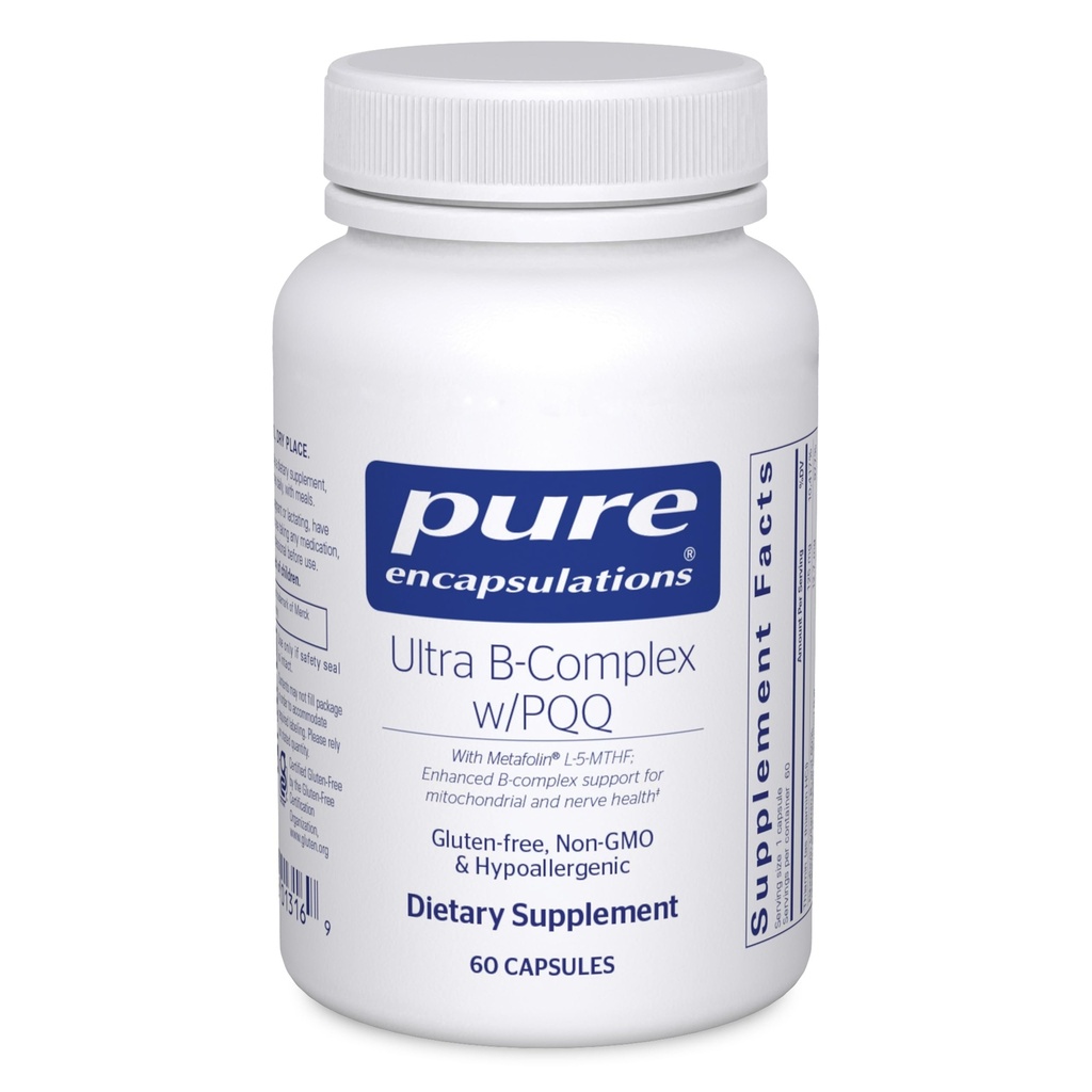 Pure Encapsulations Ultra B-Complex with PQQ ← Vitamina B Suplemento de Soporte Nerves, Cells, Methylation, and Mitochondrial Health* ← 60 Capsules