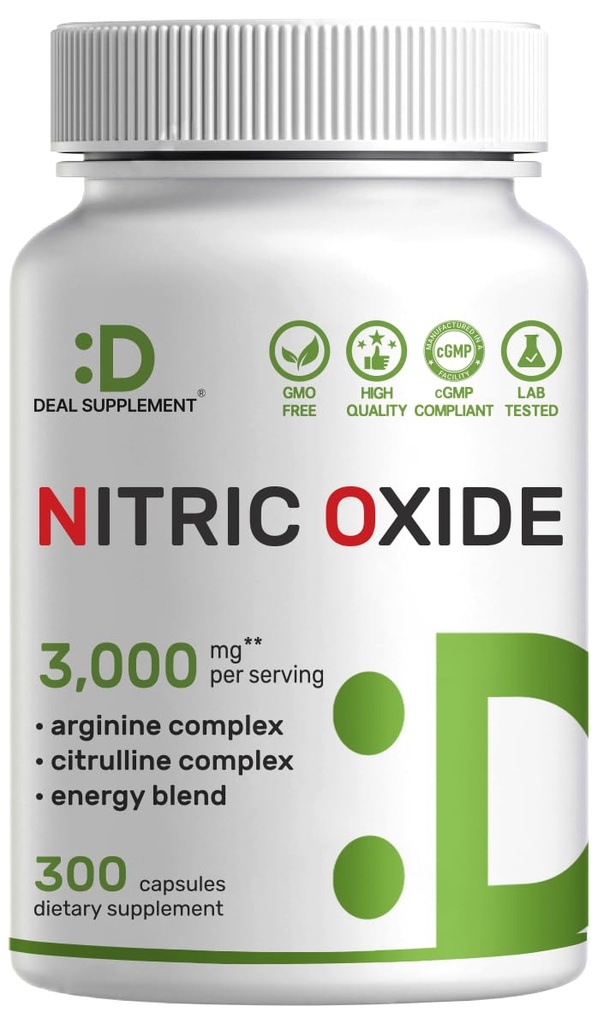 Nitric Oxide Booster 3000mg Por Serving, 300 cápsulas – 12 en 1 Nitric Oxide Suplemento – Arginine &amp; Citrulline Complex with Energy Blend – Marshmallow Root – Promotes Nutrient Flow to Muscles ventajaHeart
