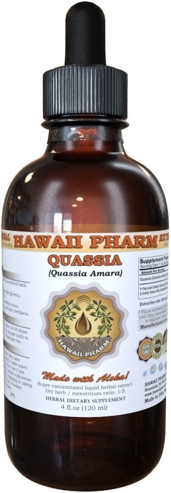 Quassia (Quassia Amara) Líquido Extracto, Tintura, Suplemento Herbal, Hawaii Pharm, Made in USA, 4 fl.oz
