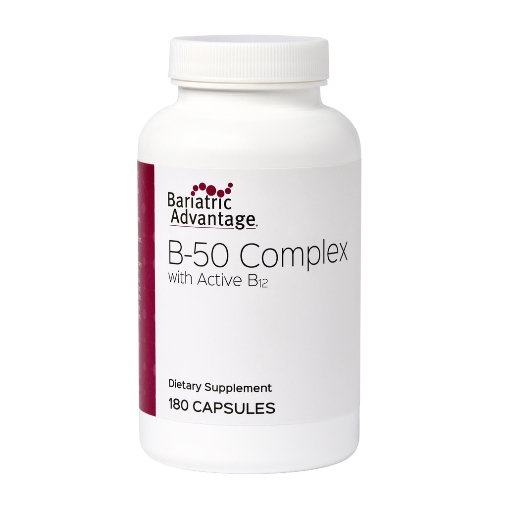 Complejo Bariatric Advantage B-50 con B12 Activo, Suplemento de Alta Potencia Conteniendo Todas las Vitaminas B Esenciales con Choline, Inositol y PABA - 180 Cuenta