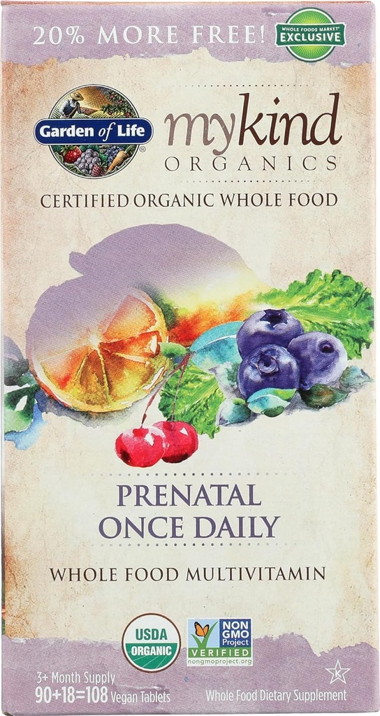 Jardín de vida Orgánica Mi especie Prenatal Once Daily, 108 CT
