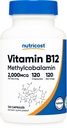 Nutricost Vitamina B12 (Methylcobalamin) 2000mcg, 120 cápsulas - cápsulas vegetarianas, no GMO, Gluten Suplemento B12