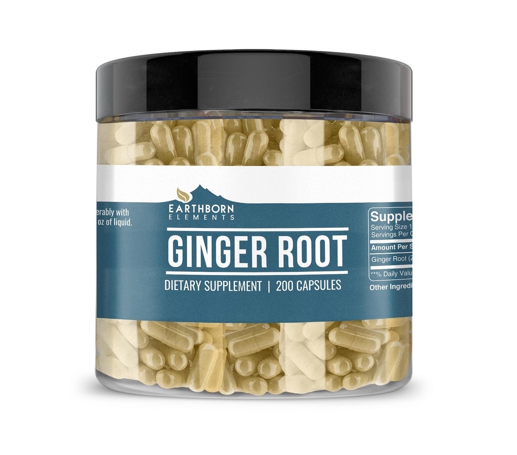 Elementos terrestres Ginger Root (200 capsules) Puro " Undiluted, No Additives
