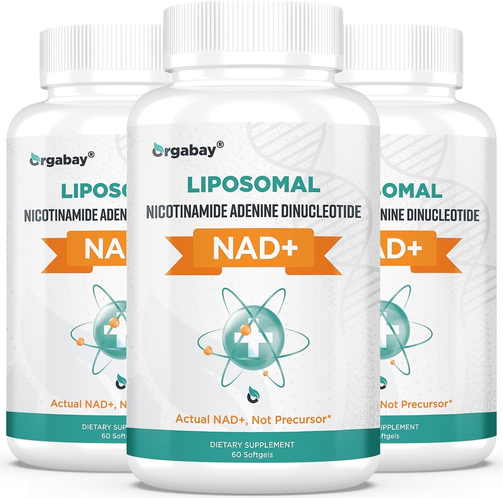 Orgabay Liposomal NAD+ Suplemento 500 mg, Alta Absorción, Boost NAD+ con TMG 250 mg, Actual NAD Plus Más Eficiente que Nicotinamide Riboside, Apoyo Energía Celular, Envejecimiento Saludable 180 Softgels