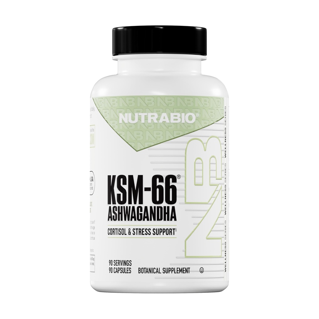 NutraBio Ashwagandha KSM-66 Silencio Ashwaganda Suplemento Herbal para Estrés, Mood, " Performance tención 600 MG of Clinically Studied KSM66 90 Capsules