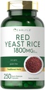 Carlyle Red Yeast Rice Suplemento TEN 1800 mg ANTE 250 cápsulas TENIDO NO GMO &amp; Gluten Gratis