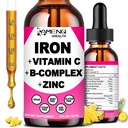 Suplemento de Hierro para Mujeres Hombres &amp; Niños, Iron Vitamina C, A, B-Complex, Vegan Iron gota de alta potencia Vitamina líquida &amp; Suplementos de Hierro para Anemia, Célula Roja, Energía, Constructor de Sangre, Gentle