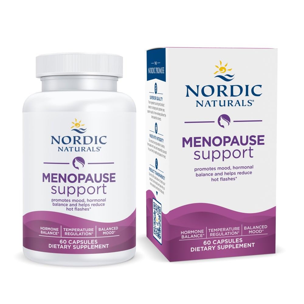 Nordic Naturals Menopause Support -Unflavored - 60 cápsulas - Suplemento de la hormona de la mujer para la menopausia, equilibrio de humedad " Hot-Flash Support - hierbas de base vegetal y fitoestrógenos - 30 servicios