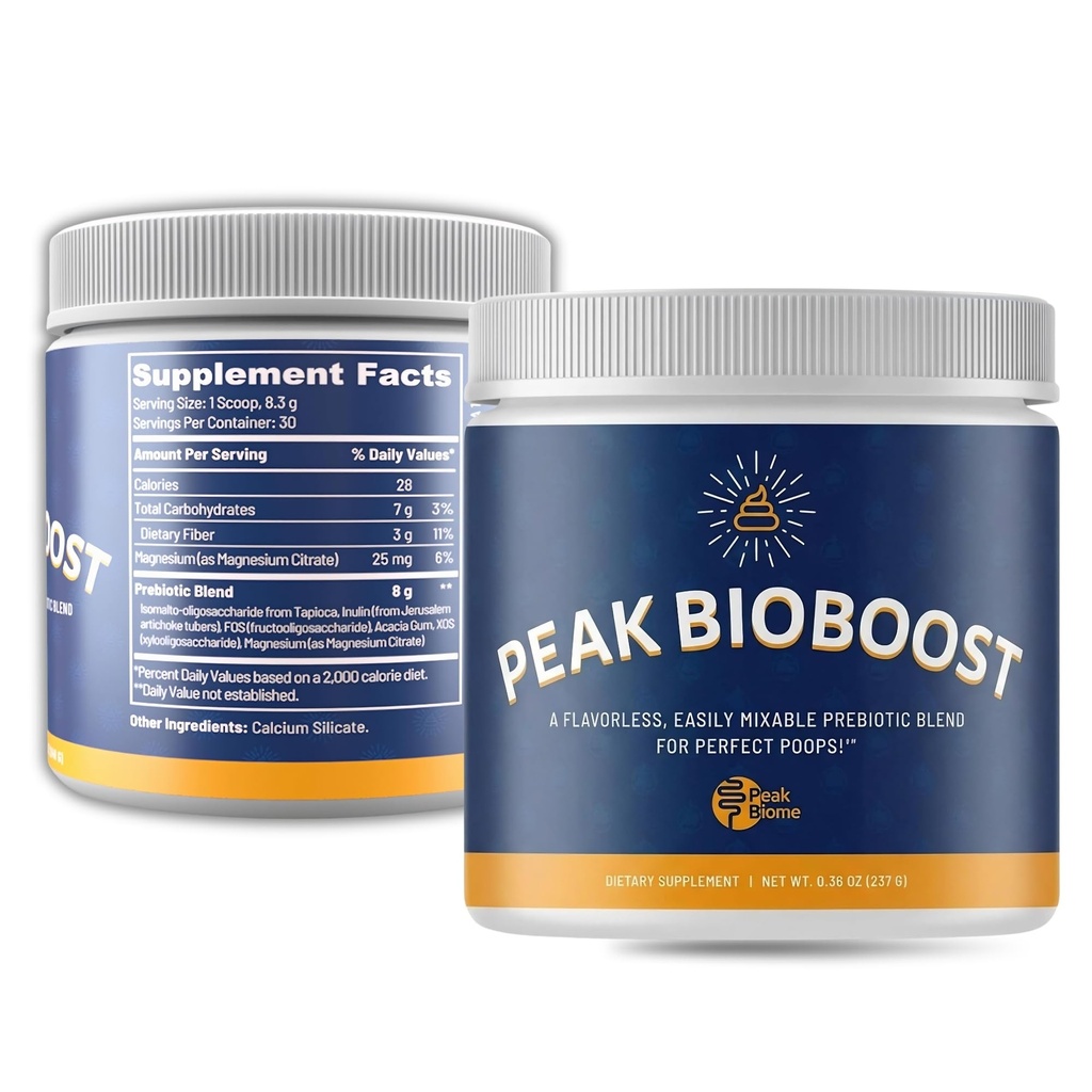 Peak BioBoost - Suplemento de fibra prebiótica - Suplementos nutricionales sin sabor - Powder prebiótico fácil de resolver - Sin gluten, soya o lácteo - 1 mes de suministro - 30 servicios