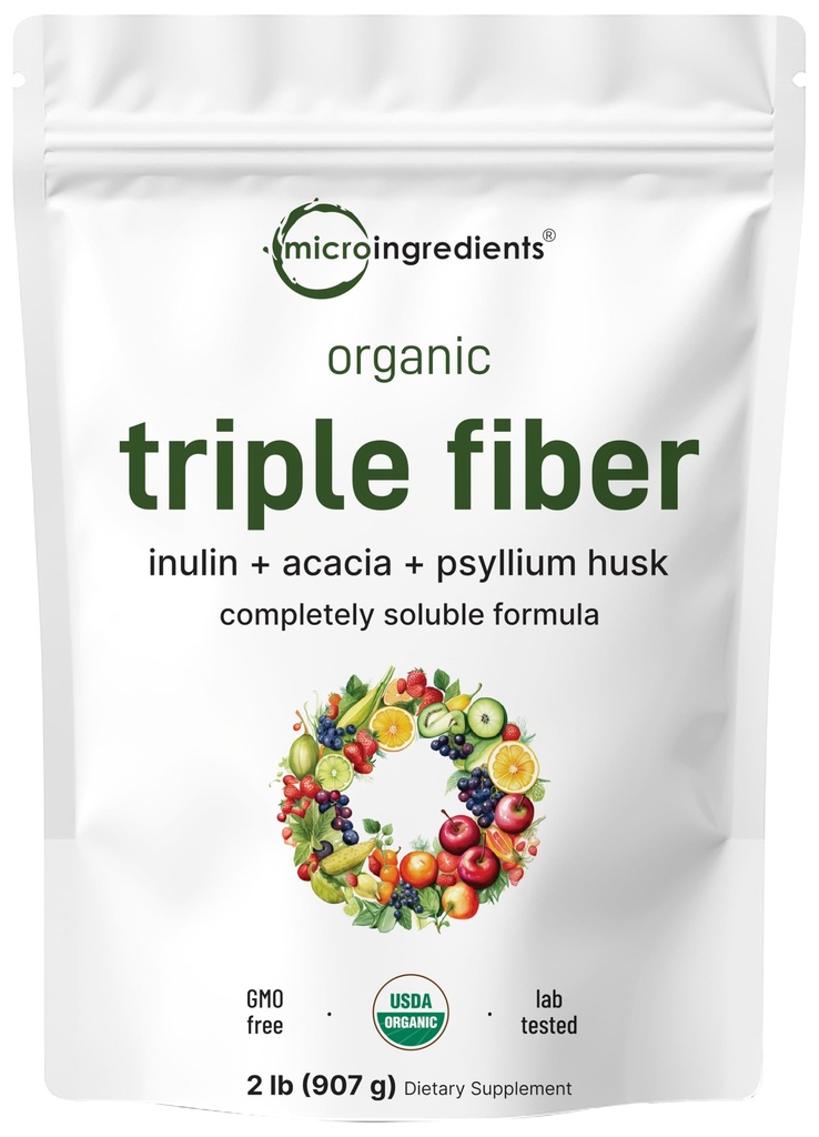 Micro Ingredientes Pólvora Triple Orgánica, 2lb peru Prebiótico Natural para apoyar Digestivo " Gut Health TEN Soluble, Fácilmente Digestible ANTE