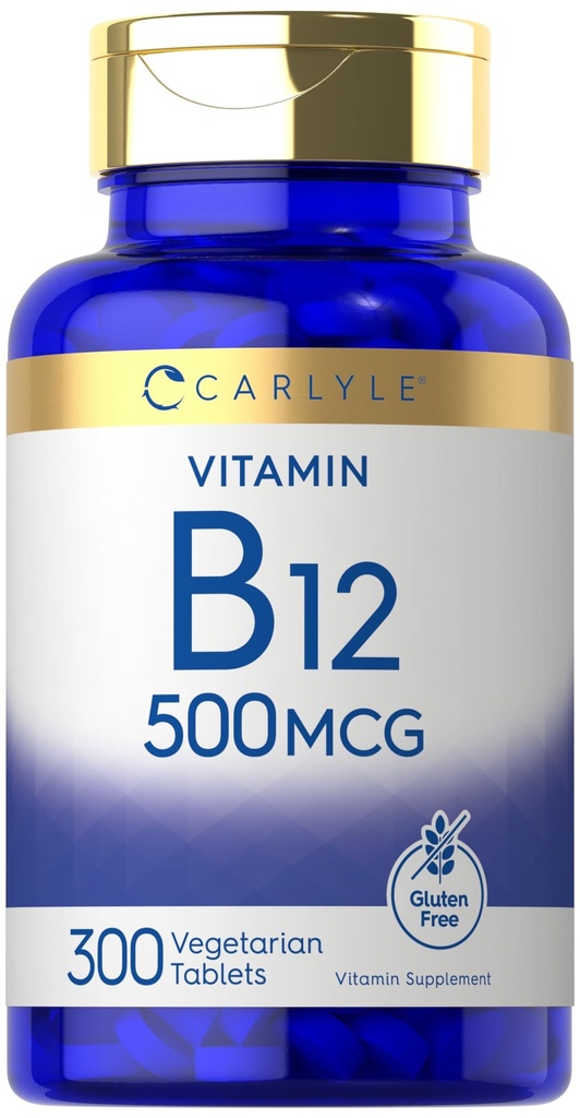 Carlyle Vitamina B-12 500mcg TEN 300 Tablets ANTE Vegetarian, Non-GMO, Gluten Free Supplement