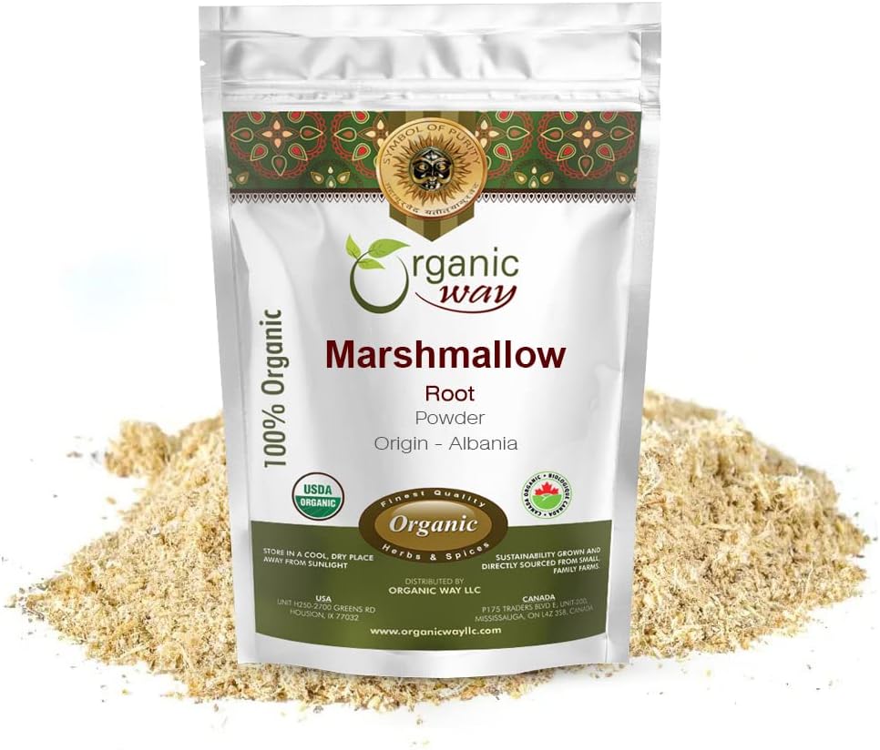 Vía Orgánica Marshmallow Root Powder (Althaea Officinalis) - Herbal Tea Silencioso Europeo Orgánica " Kosher Certified  eterna Vegan, Non GMO " Gluten Free  USDA Certified  Origin - Albania (2Oz.)
