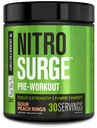 Jacked Factory NITROSURGE Pre Workout Suplemento - Endless Energy, Instant Strength Gains, Clear Focus, Bombas Intensas - NO Booster &amp; Powerful Preworkout Energy Powder - 30 Servings, Sour Peach Rings