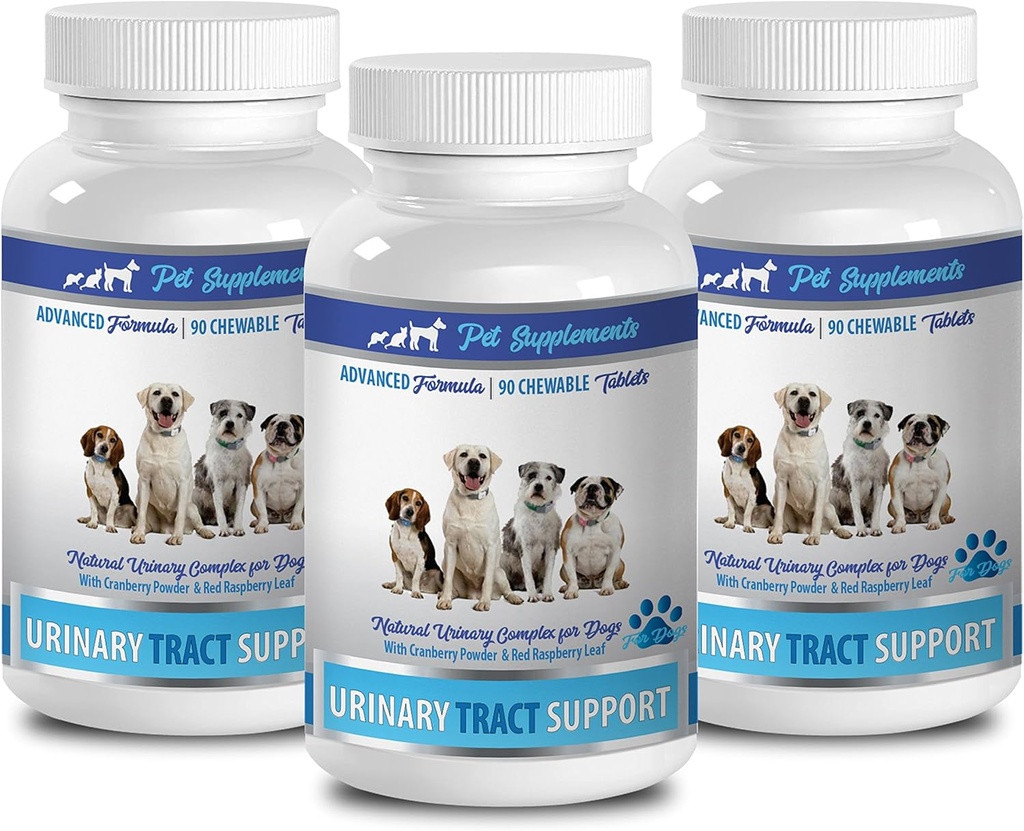 perrito de alivio de la vejiga del riñón - DOG URINARY TRACT SUPPORT - NATURAL CRANBERRY SOLUTION - BLADDER HEALTH - VET RECOMENDADO - suplemento de arándanos del perro en polvo - 3 Botella (270 Treats)