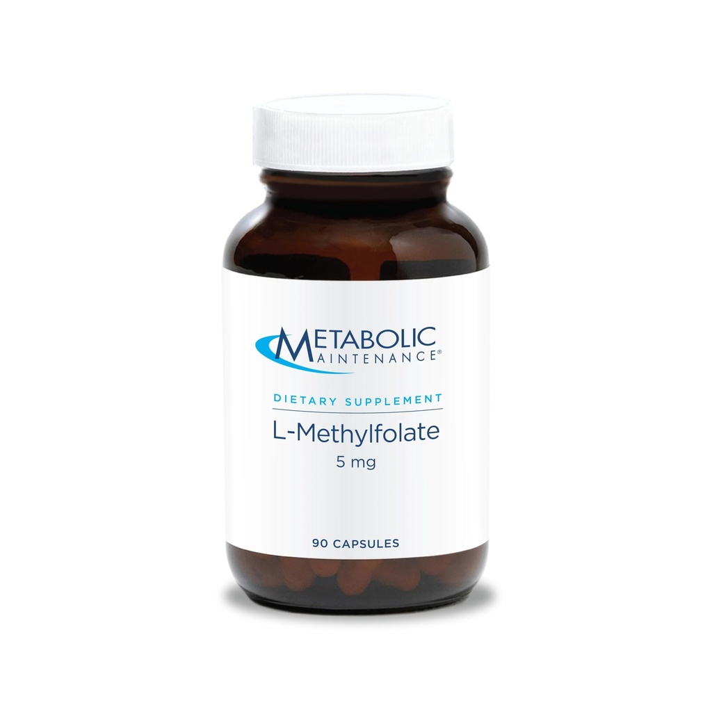 Mantenimiento metabólico L-Methylfolate 5 mg - Soporta una mente sana - Folato activo para la metilación Apoyo " Reacciones bioquímicas - Altamente biodisponible - 90 Servimientos - 90 cápsulas