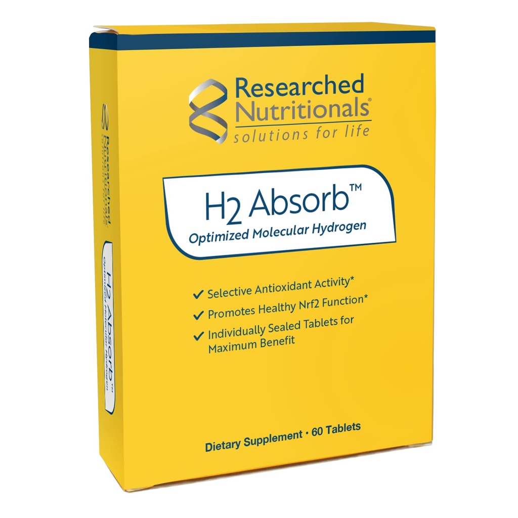 Nutricionales investigados H2 Absorb Tablas de Hidrógeno Molecular - Suplemento Antioxidante Hidrogenado Instanto - Bebida Rejuvenecedora para promover el envejecimiento energético y saludable (60 Tabletas)