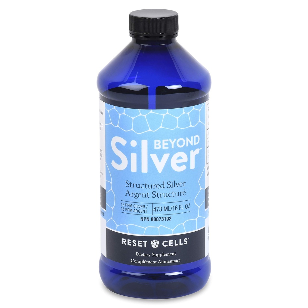 Más allá de la Solución de Plata Estructurada - 15ppm - 16oz - Puro Colloidal Plata Líquido para Soporte Inmunitario - Suplemento dietético de Agua de Plata Alkaline