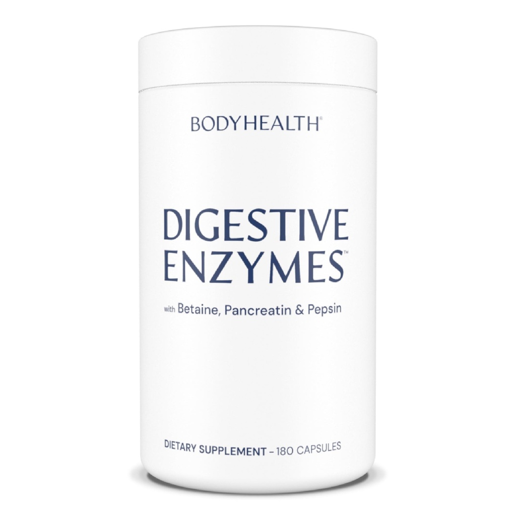 BodyHealth Digestive Enzymes Full Spectrum Digestive Support (180 caps), Betaine, Pepsin, Pancreatin BPP Cargado con Enzimas y Probióticos, Alivio para Bloating de Stomach, Heartburn, Gas, Estreñimiento