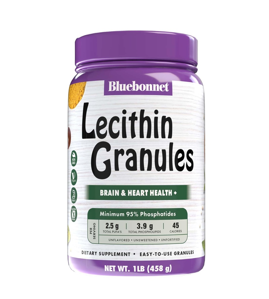 BlueBonnet Nutrición Super Tierra Lecithin Granules, Derivado de Soya no GMO, Libre de gluten, Vegan, Kosher Certified, No Sugar Añadido, 12.7 oz, Amarillo, 12.7 Oz