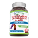 Pure Naturals Glucosamine Chondroitin &amp; MSM Supplement TEN 1850 Mg per Serving Silencio 120 Capsules ← Non-GMO TEN Gluten-Free TEN Made in USA