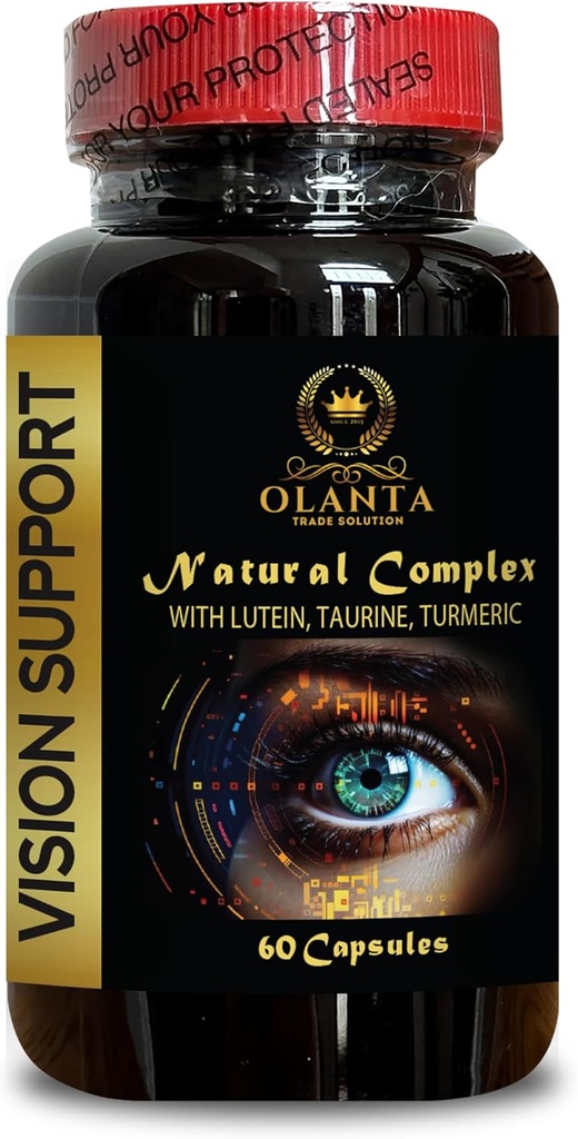 complejo de luteína - VISION SUPPORT NATURAL COMPLEX - suplementos de visión orgánicos, vitamina de ojos &amp; Suplemento mineral, suplementos de taurina humanos, extracto de cardo de leche - 1 botella 60 cápsulas
