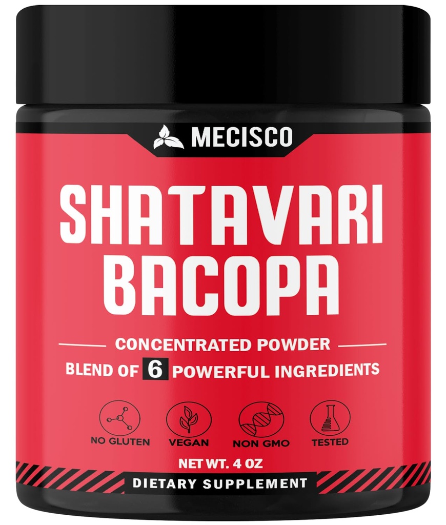 6in1 Shatavari Powder Organic - Blended with Shatavari Root, Bacopa Monnieri, Ashwagandha Root, Vitex Berry, Fenugreek " Black Pepper - Supports Rejuvenation, Promotes Energy & Vitality - 4 Oz