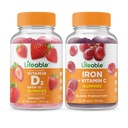Vitamina D 5000 UI + Hierro con vitamina C, Gummies Bundle - Gran Tasting, Suplemento de Vitamina, Gluten Gratis, GMO Gratis, Gummy Chewable