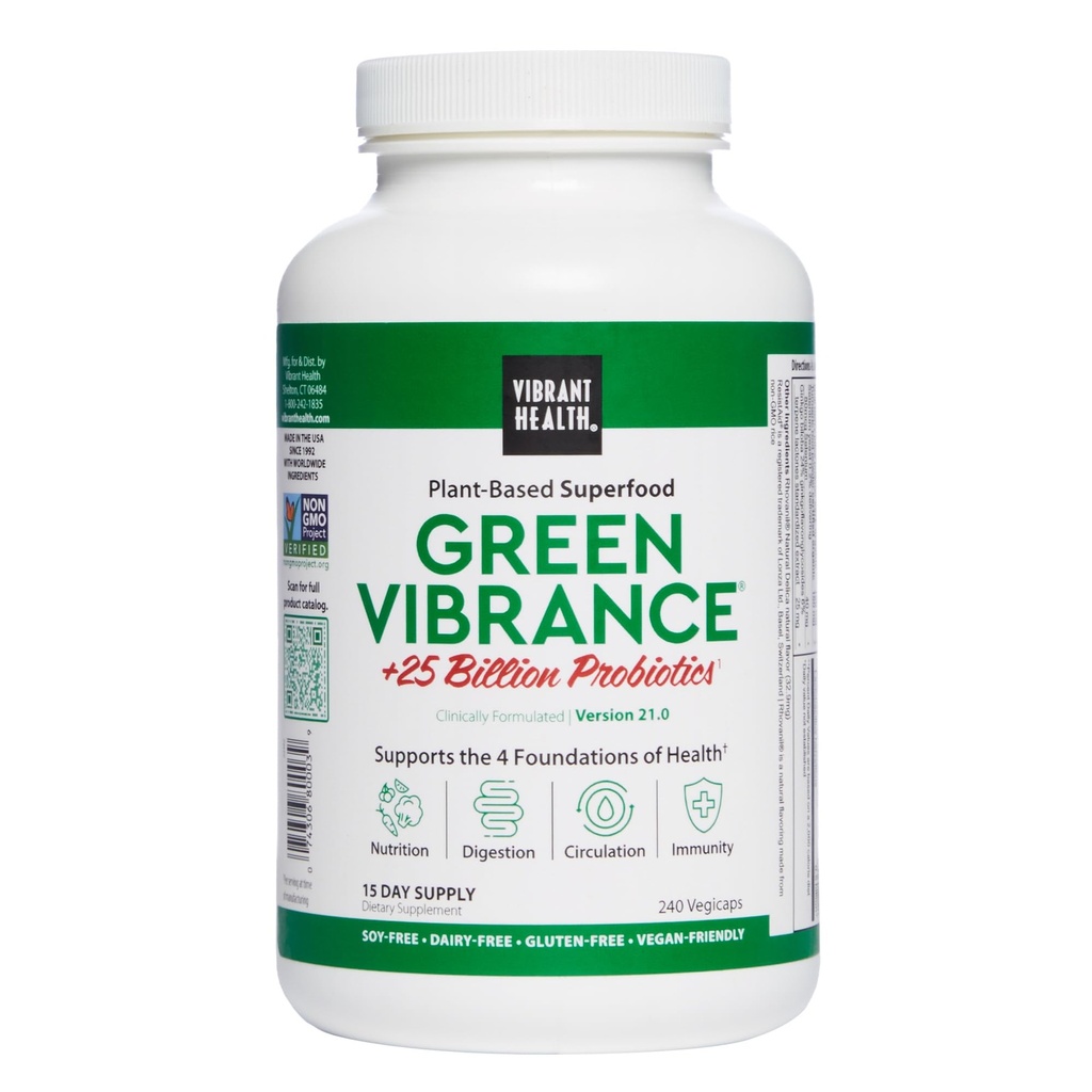 Vibrant Health, Green Vibrance, Vegan Superfood Pills, 240 Cuenta (Pack of 1)