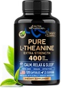 L Theanine 400 mg  L-Theanine Stress Relief ← Extra Strength Supplement Silencio Made in USA ← Relajación, Apoyo al sueño y la calma Silencio para Hombres " Las mujeres permanecen bajo la base de plantas, no transgénicos " libre de gluten " 120