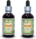 Noni (Morinda Citrofol) Glicérite, Frutas secas orgánicas Extracto líquido libre de alcohol (Nombre de la marca: HerbalTerra, Proudly Made in USA) 2x2 fl.oz (2x60 ml)